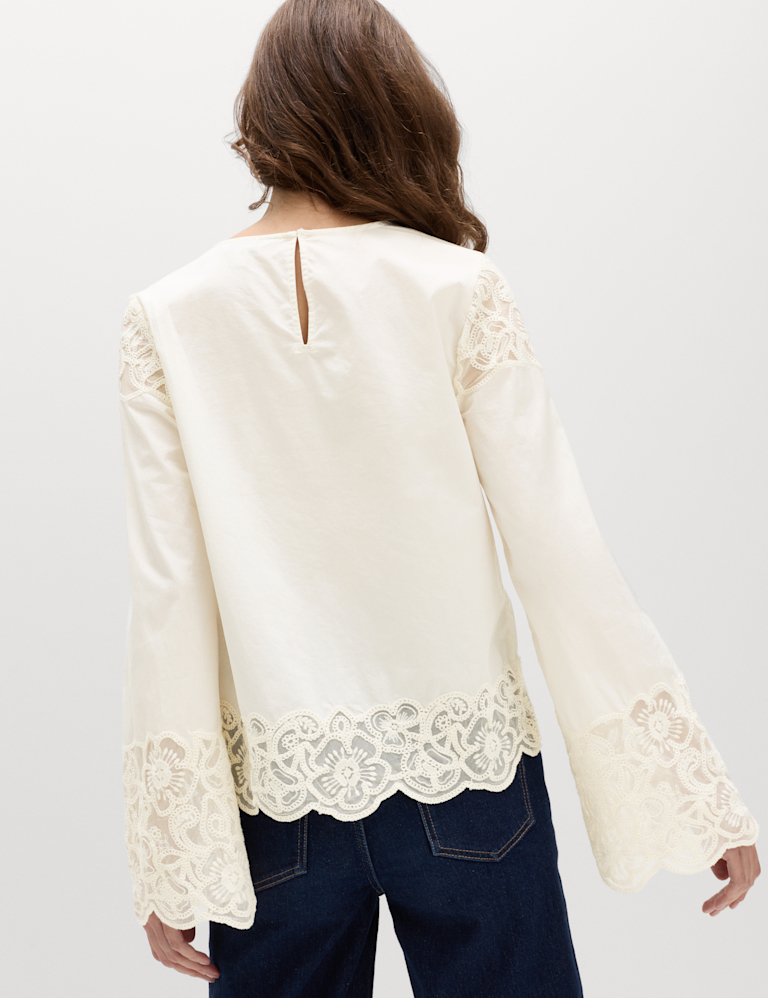 Pure Cotton Embroidered Cutwork Top