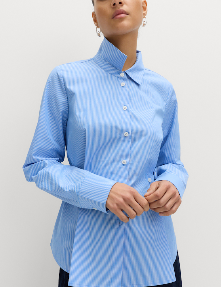 Pure Cotton Striped Button Detail Shirt Pure Cotton Striped Button Detail Shirt