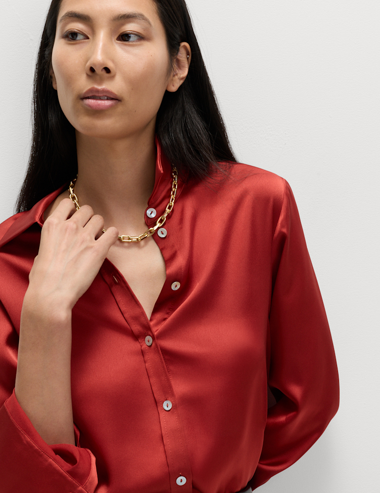 Satin Button Through Shirt Satin Button Through Shirt