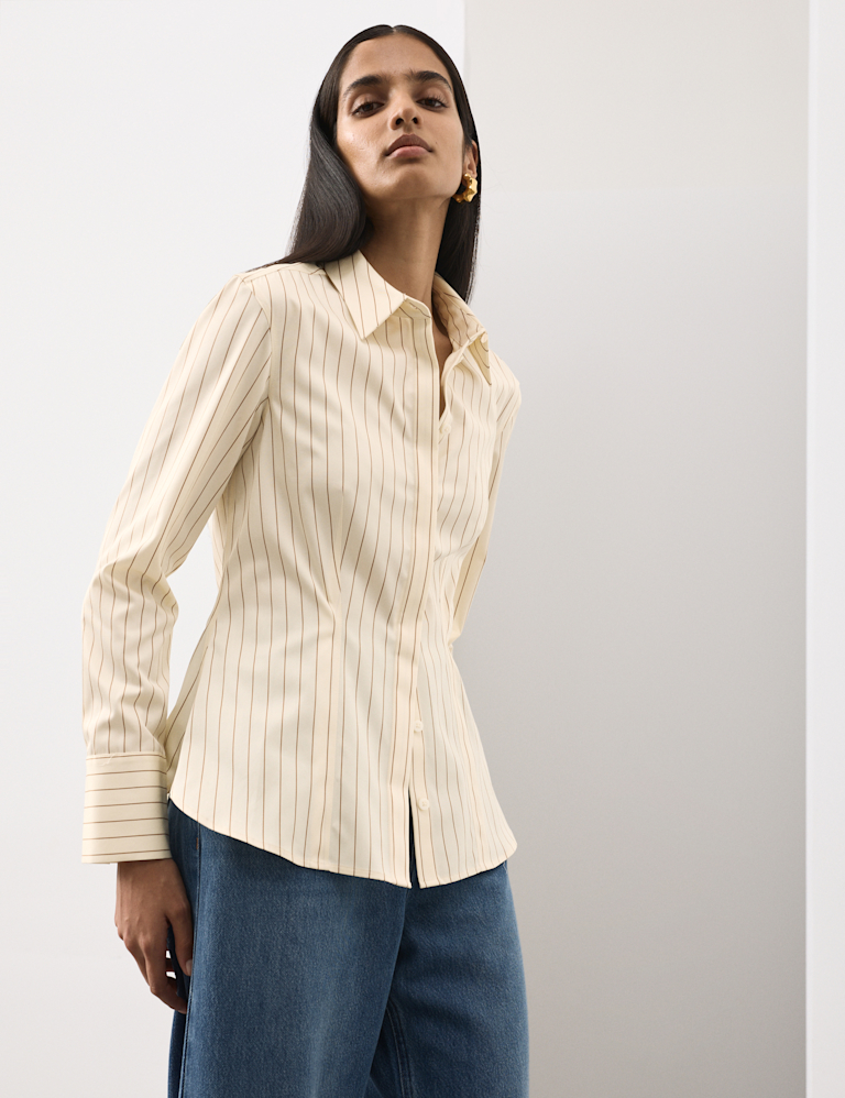 Pure Cotton Striped Fitted Waisted Shirt Pure Cotton Striped Fitted Waisted Shirt