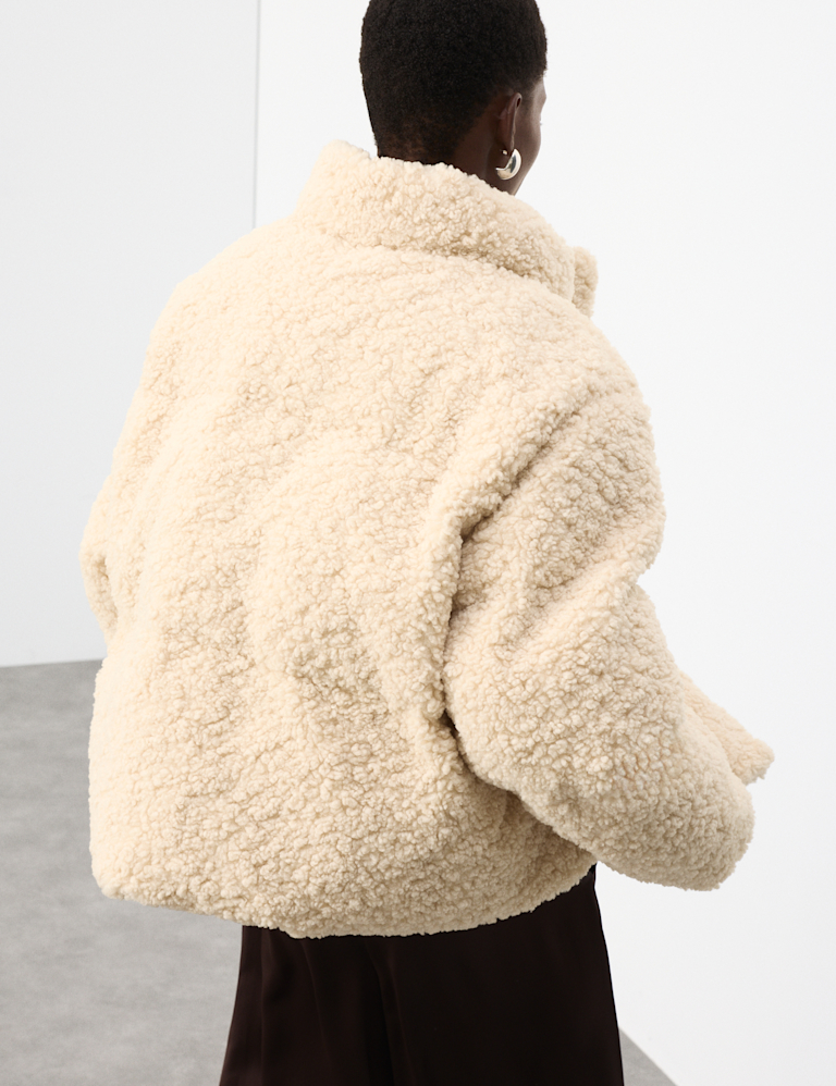 Borg Funnel Neck Puffer Coat