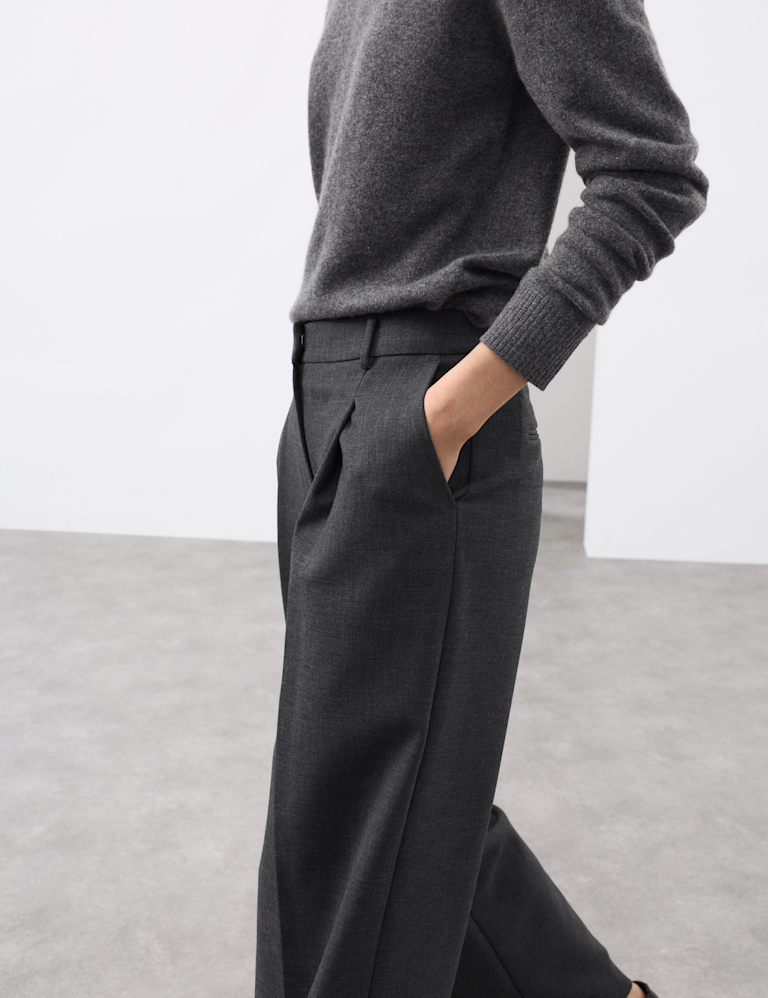 Wide Leg Trousers With Wool