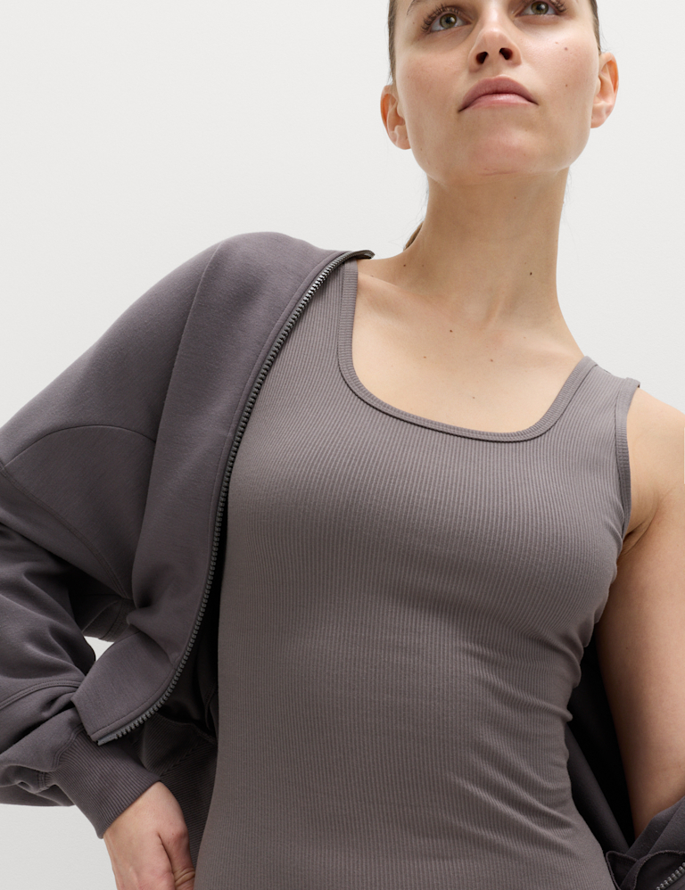 Modal Rich Rib Square Neck Fitted Vest