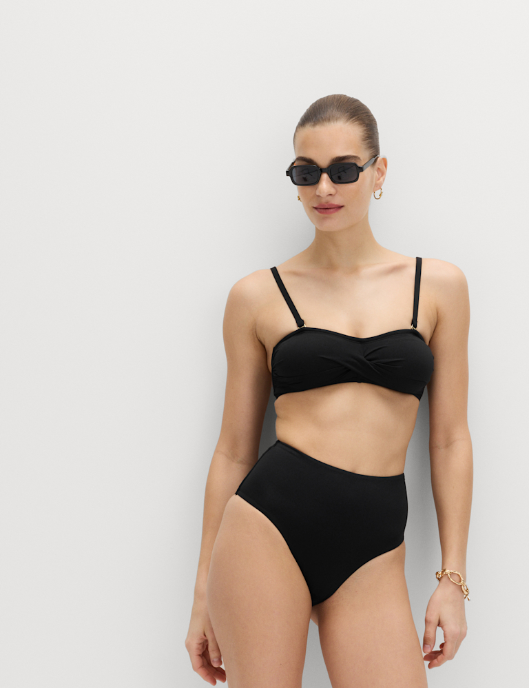 Tummy Control High Waisted High Leg Bikini Bottoms