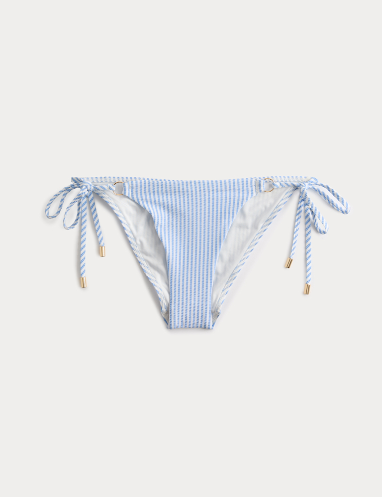 Textured Tie Side Bikini Bottoms
