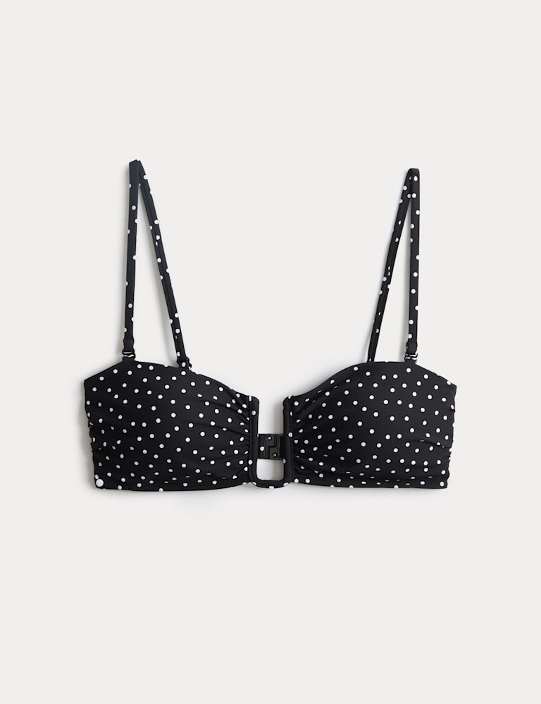 Polka Dot Padded U-Wire Bandeau Bikini Top