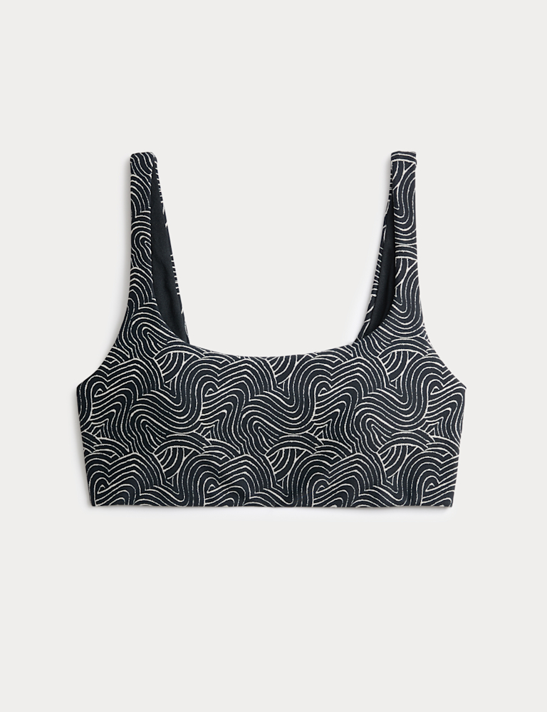 Printed Scoop Neck Bikini Top