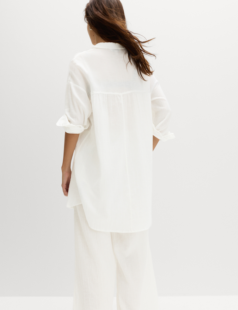 Cotton Rich Textured Shirt with Linen