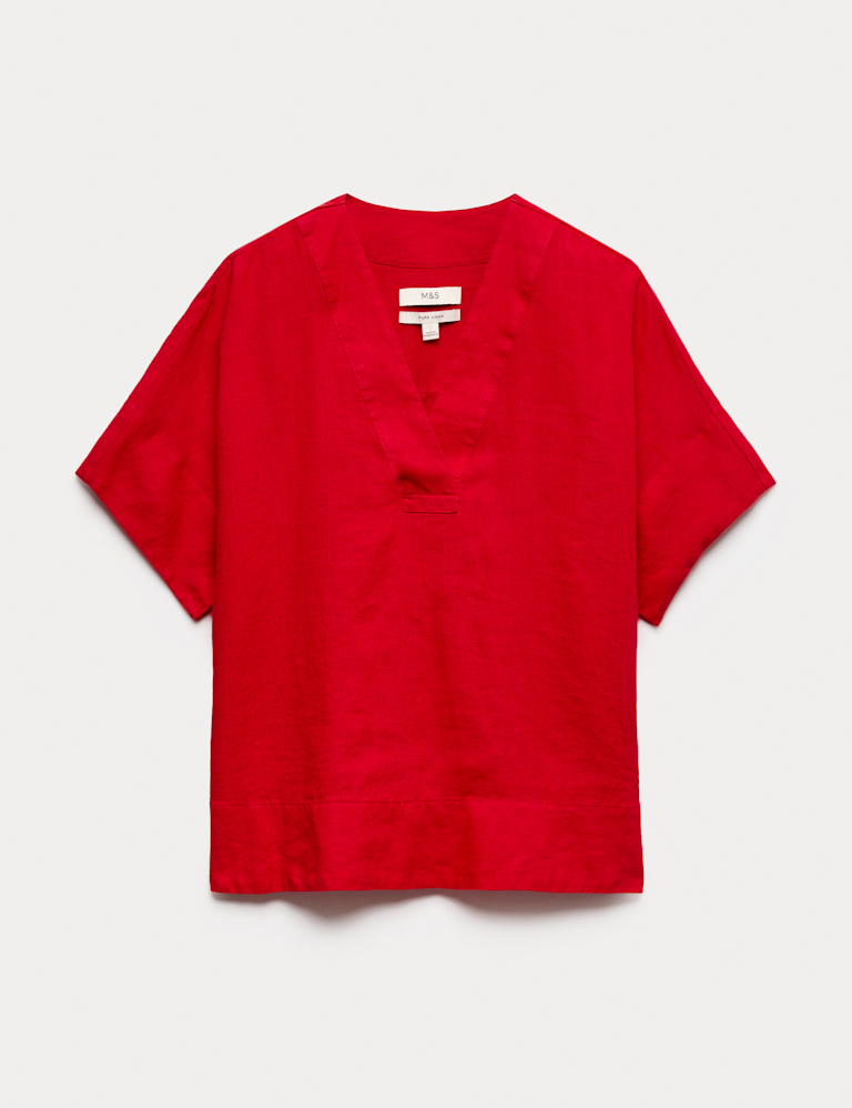Pure Linen V-Neck Popover Top
