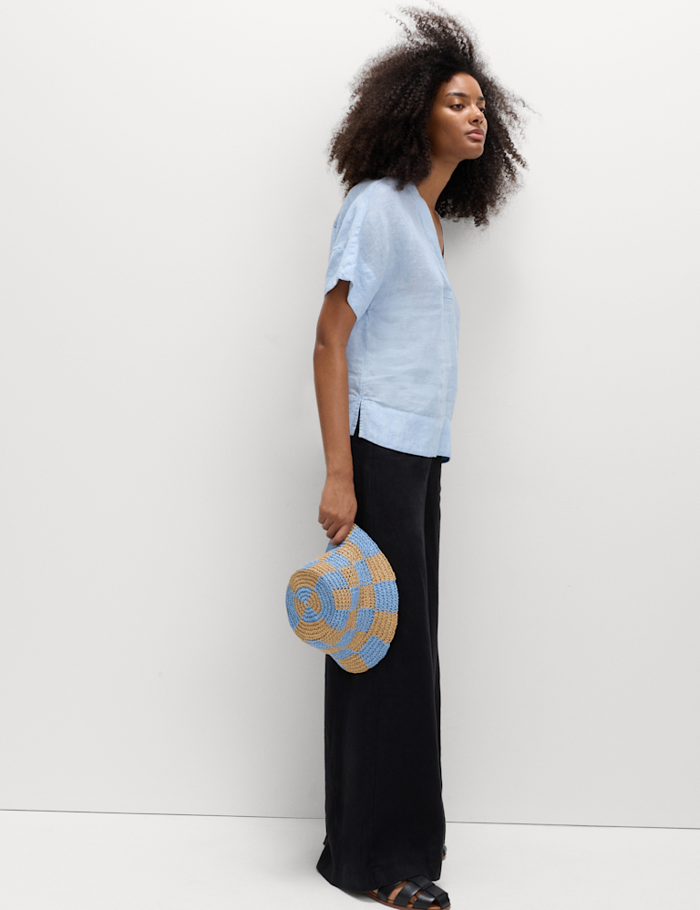 Pure Linen V-Neck Popover Top