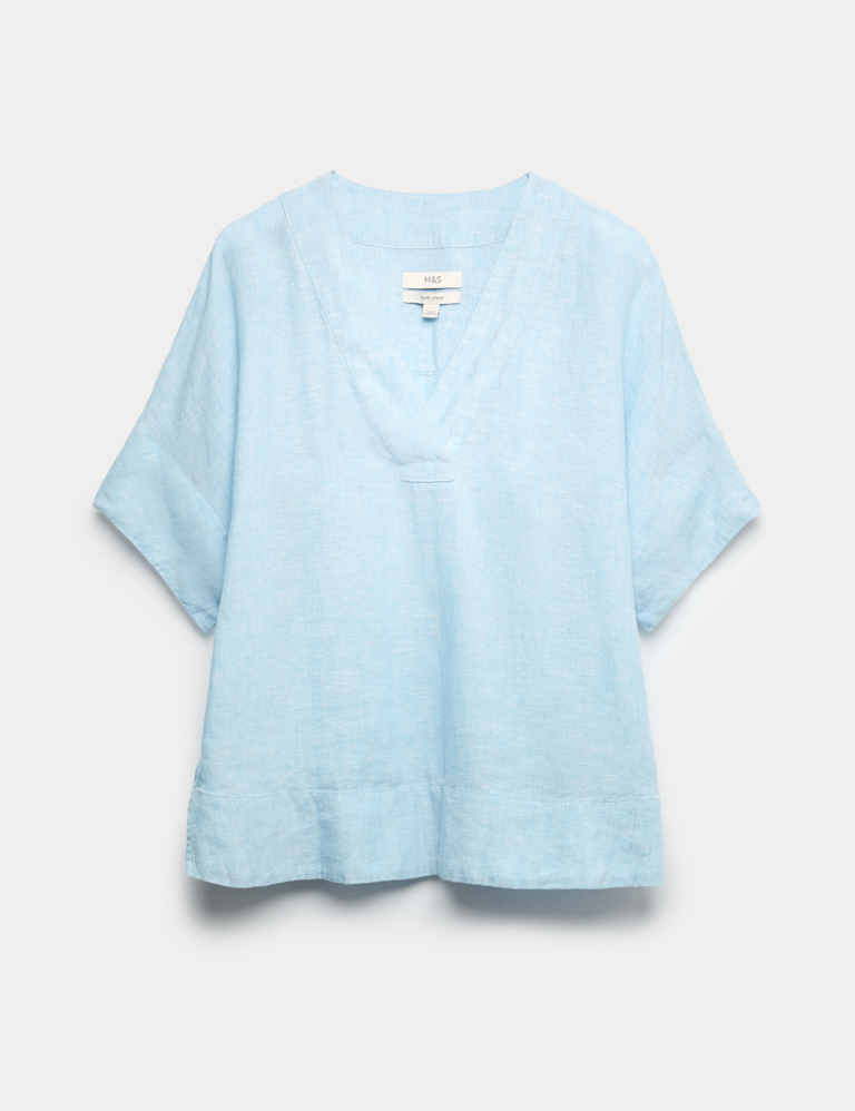 Pure Linen V-Neck Popover Top