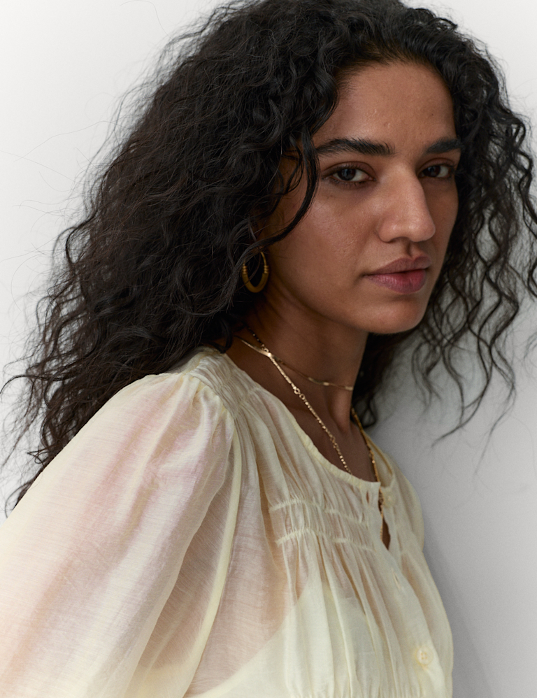 Lyocell Rich Pintuck Textured Blouse