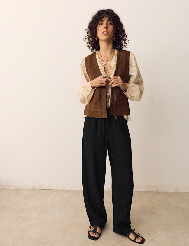 Double Cloth Drawstring Tapered Trousers