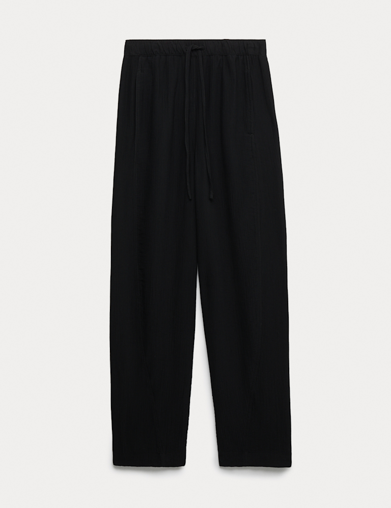 Double Cloth Drawstring Tapered Trousers