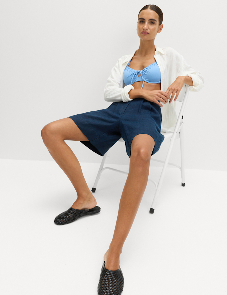 Pure Linen High Waisted Shorts