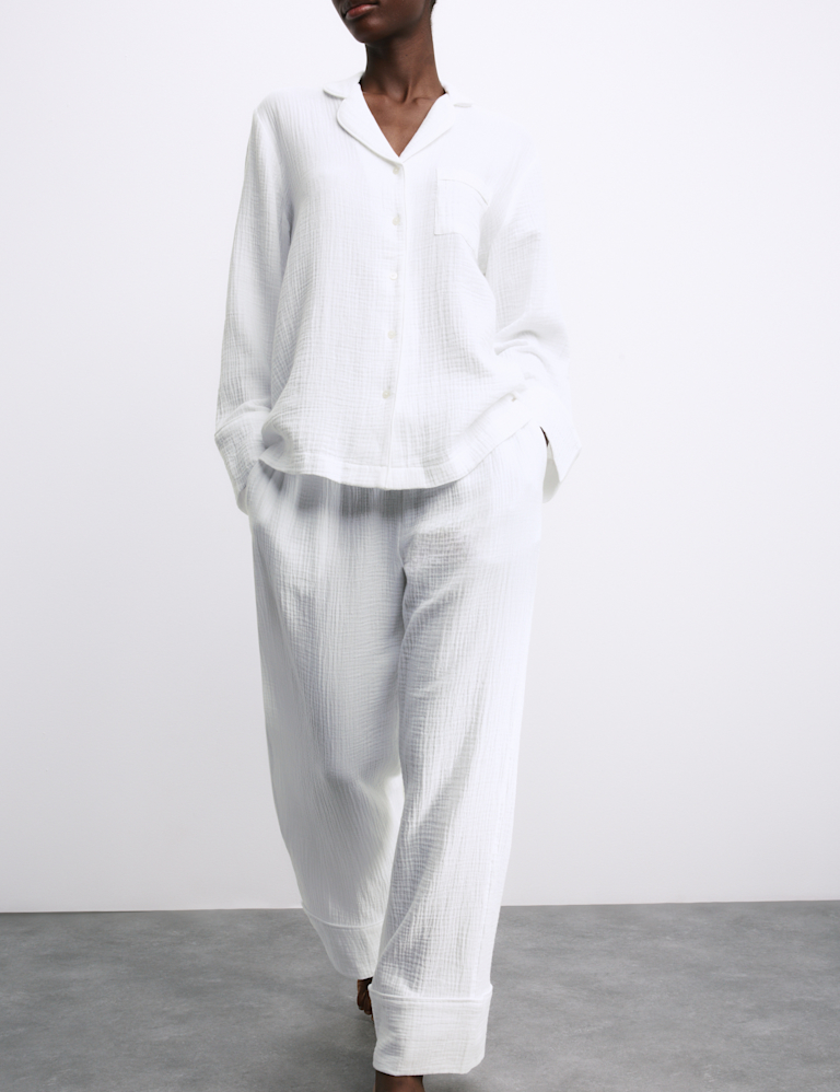 Pure Cotton Muslin Revere Pyjama Set