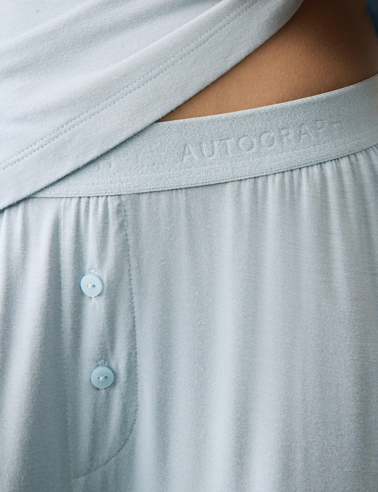 Button Fly Detail Pyjama Shorts