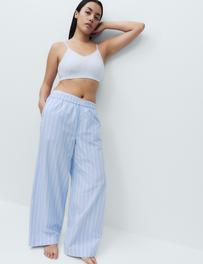 Pure Cotton Striped Wide Leg Pyjama Bottoms Pure Cotton Striped Wide Leg Pyjama Bottoms