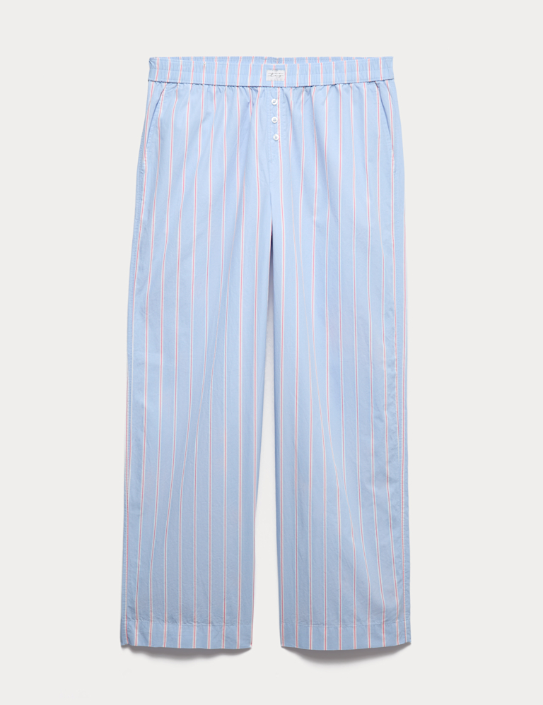Pure Cotton Striped Wide Leg Pyjama Bottoms