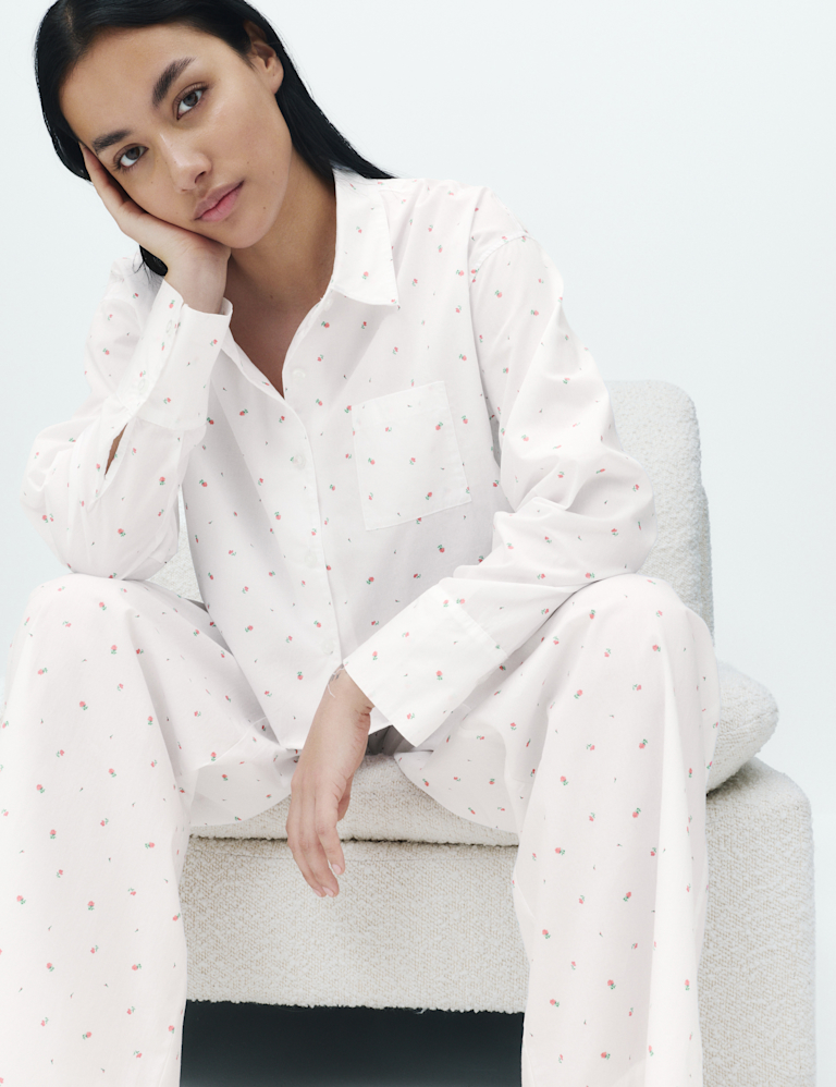 Pure Cotton Floral Wide Leg Pyjama Bottoms Pure Cotton Floral Wide Leg Pyjama Bottoms