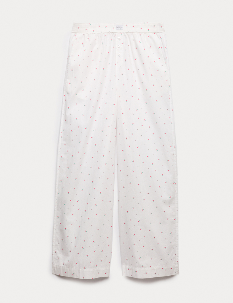 Pure Cotton Floral Wide Leg Pyjama Bottoms