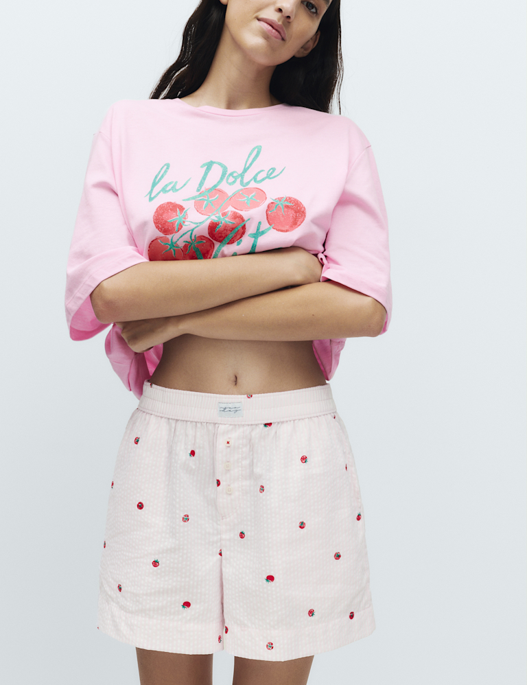 Cotton Modal Striped Print Pyjama Shorts