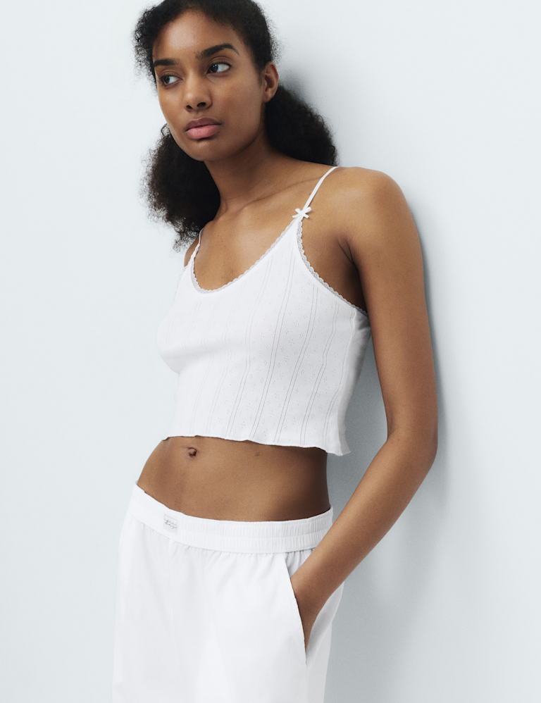 Pure Cotton Pointelle Cami Pyjama Top