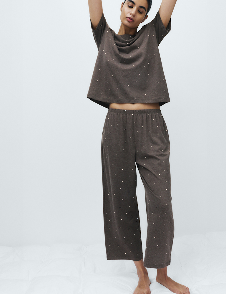 Pure Cotton Printed Cropped Pyjama Set