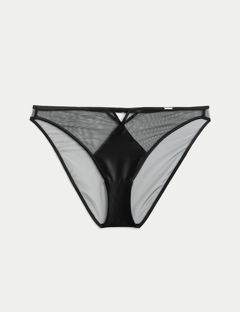 Satin & Mesh High Leg Knickers