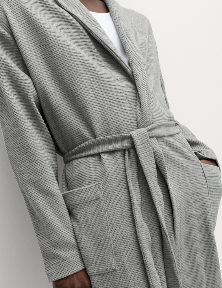 Pure Cotton Waffle Lightweight Dressing Gown