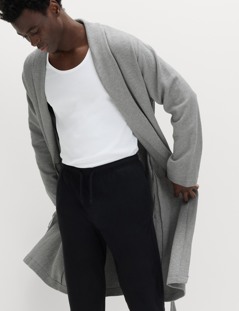 Pure Cotton Waffle Lightweight Dressing Gown