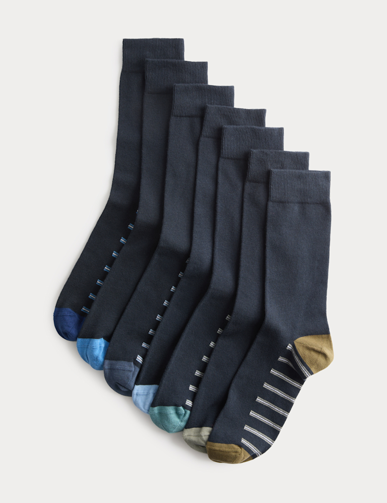 7 Pack Cool & Fresh™ Striped Cotton Rich Socks 7 Pack Cool & Fresh™ Striped Cotton Rich Socks