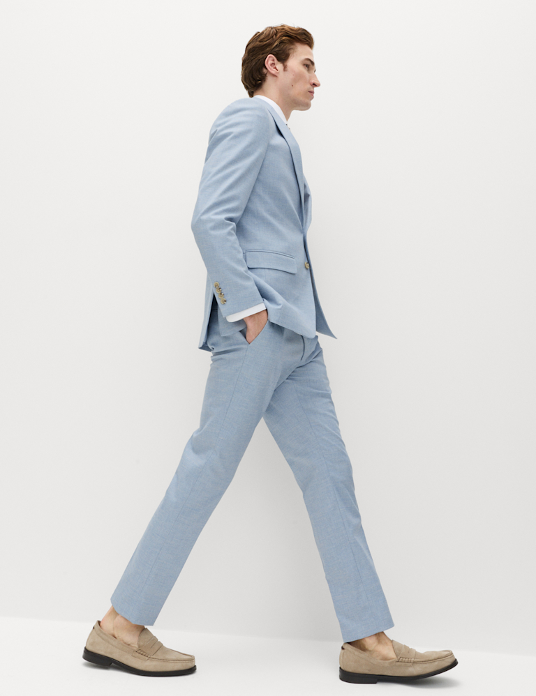 Slim Fit Textured Stretch Trousers