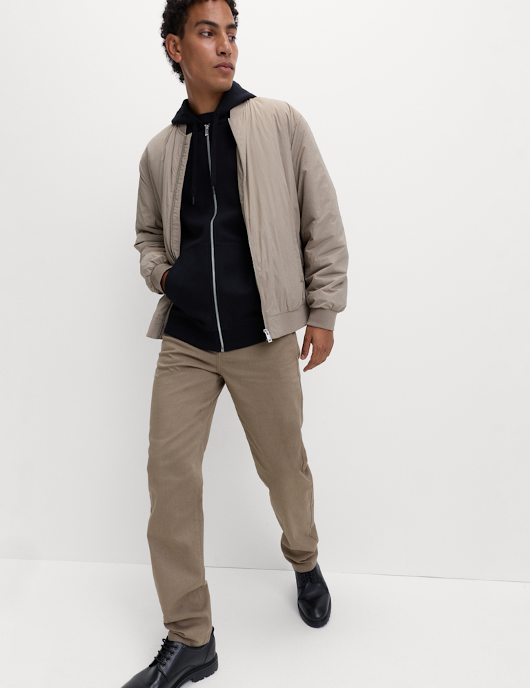 Straight Fit Textured 5 Pocket Trousers