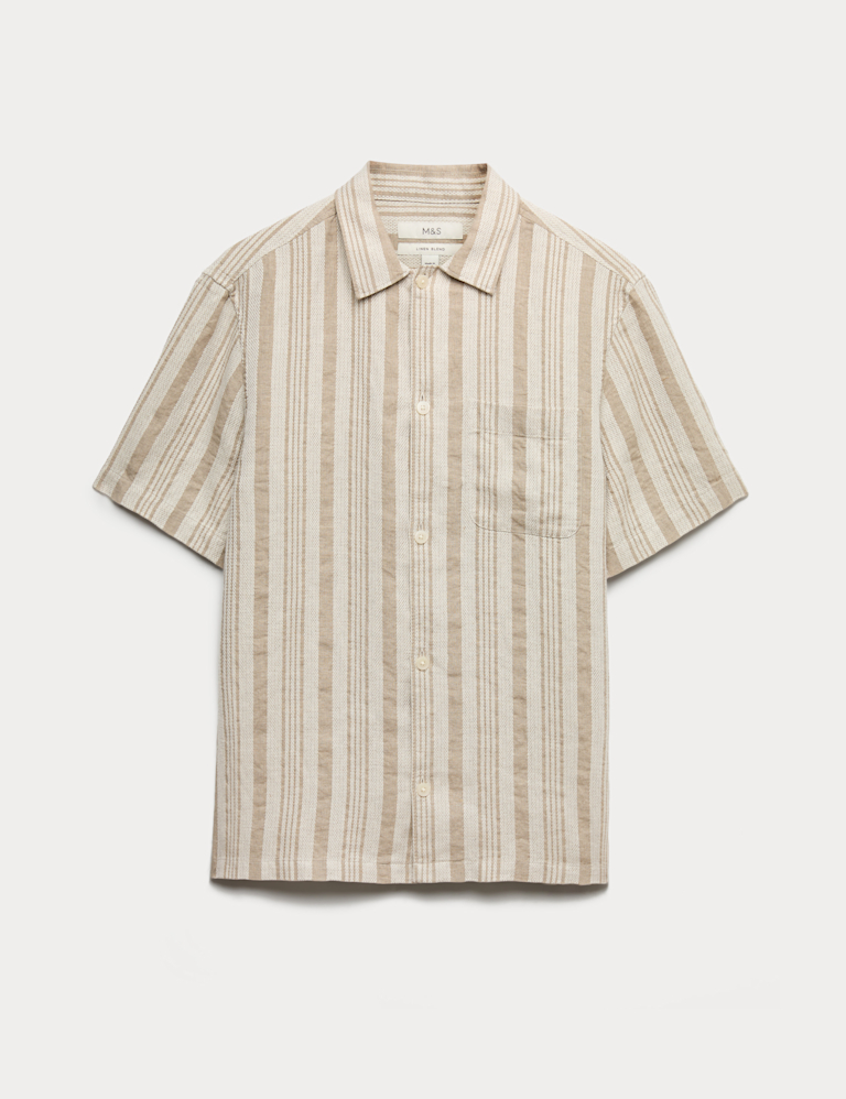 Linen Rich Striped Short Sleeve Shirt