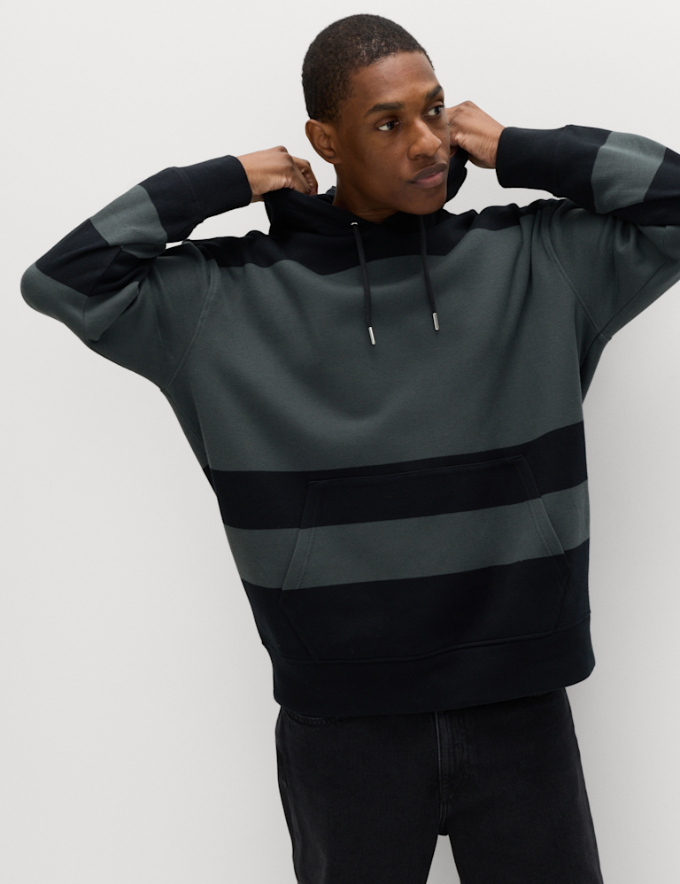 Pure Cotton Colour Block Hoodie