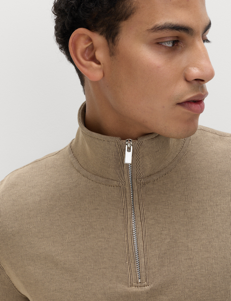 Cotton Rich Double Knit Half Zip Sweatshirt