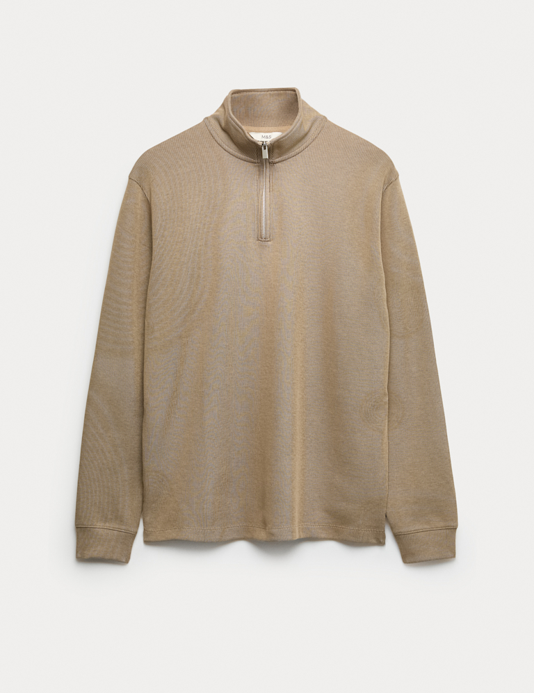 Cotton Rich Double Knit Half Zip Sweatshirt
