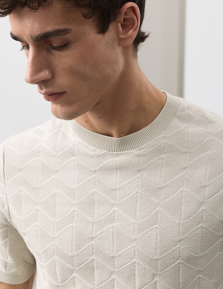 Mercerised Cotton Geometric Knitted T-shirt