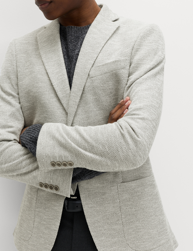 Tailored Fit Textured Stretch Blazer