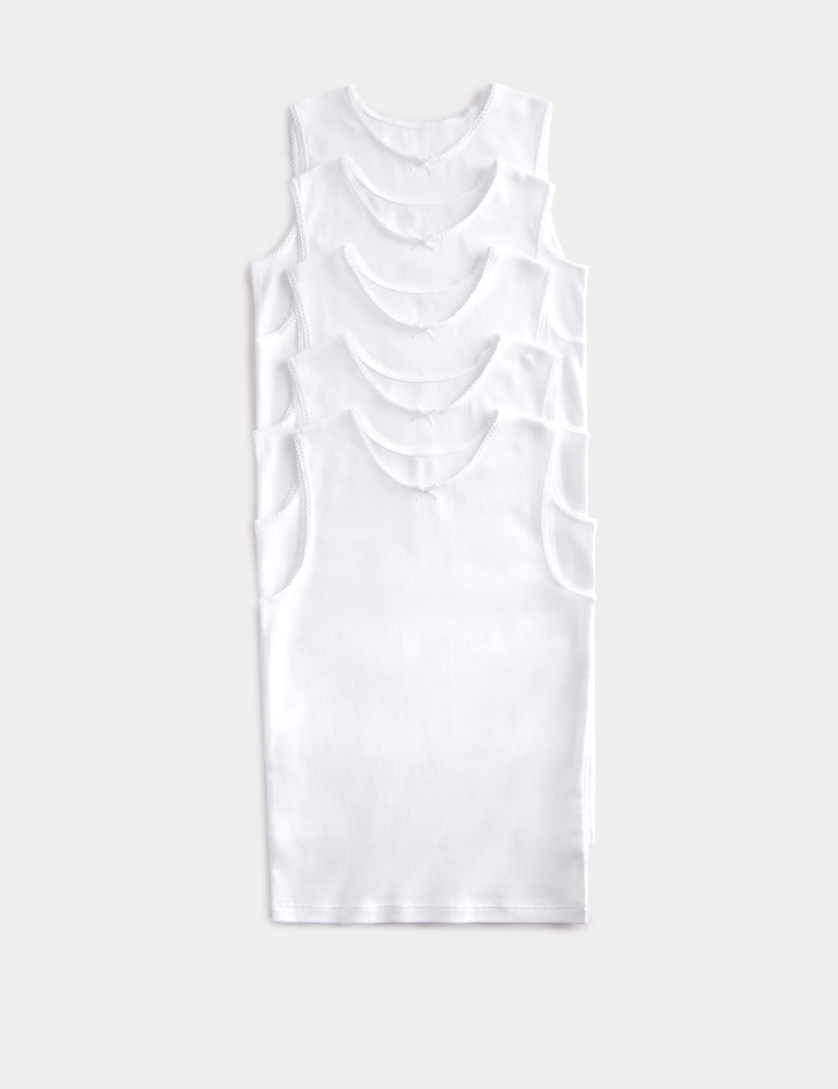 5 Pack Pure Cotton Bow Vests (2-14 Yrs)