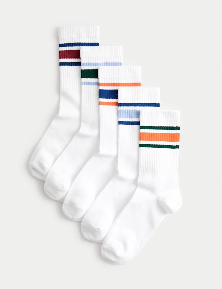 5 Pack Cotton Rich Ankle Stripe Socks (6 Small – 7 Large) 5 Pack Cotton Rich Ankle Stripe Socks (6 Small – 7 Large)