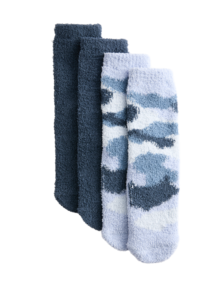 2 Pack Cosy Camo Slipper Socks (6 Small -7 Large)