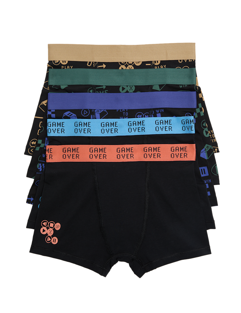 5 Pack Cotton Rich Gaming Trunks (5-16 Yrs)