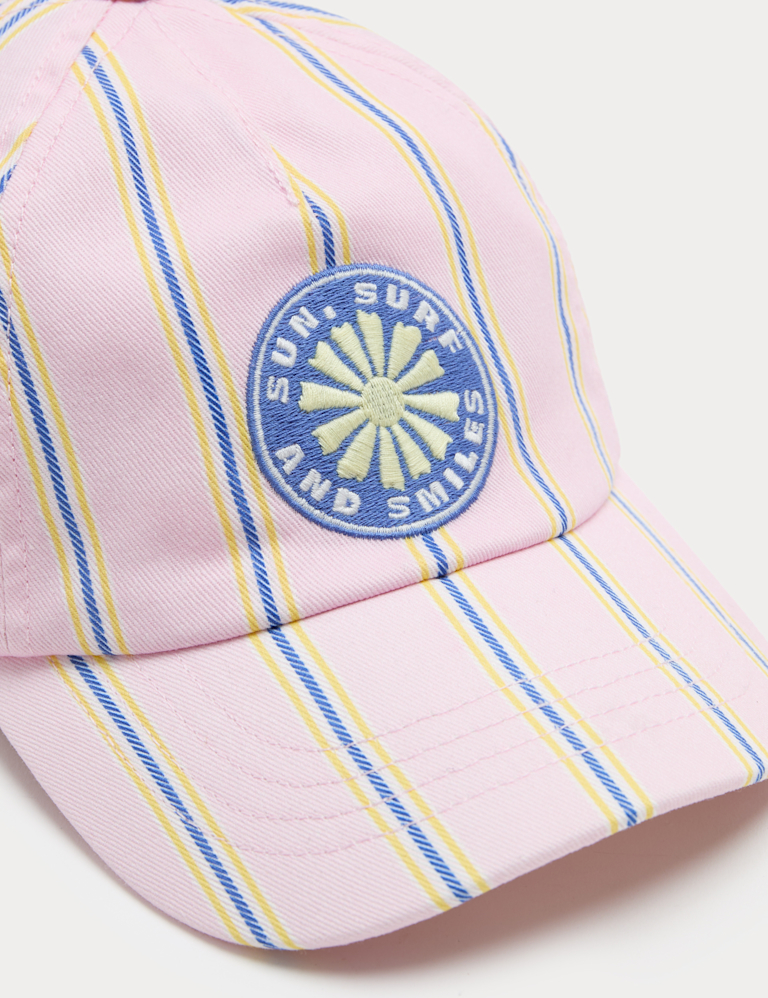 Kids’ Pure Cotton Striped Badge Cap (3-13 Years)
