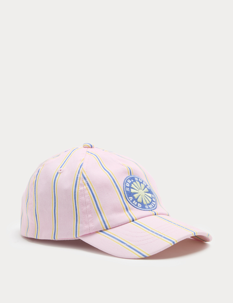 Kids’ Pure Cotton Striped Badge Cap (3-13 Years)
