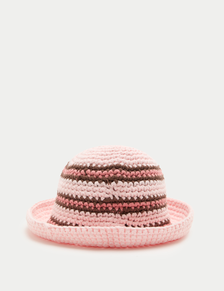 Baby Crochet Stripe Bucket Hat (0-36 Yrs) Baby Crochet Stripe Bucket Hat (0-36 Yrs)