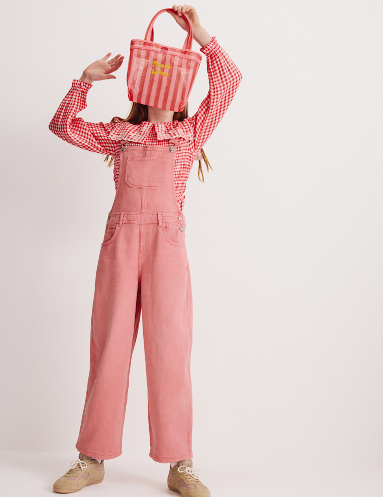 Pure Cotton Barrel Leg Dungarees (2-16 Yrs)