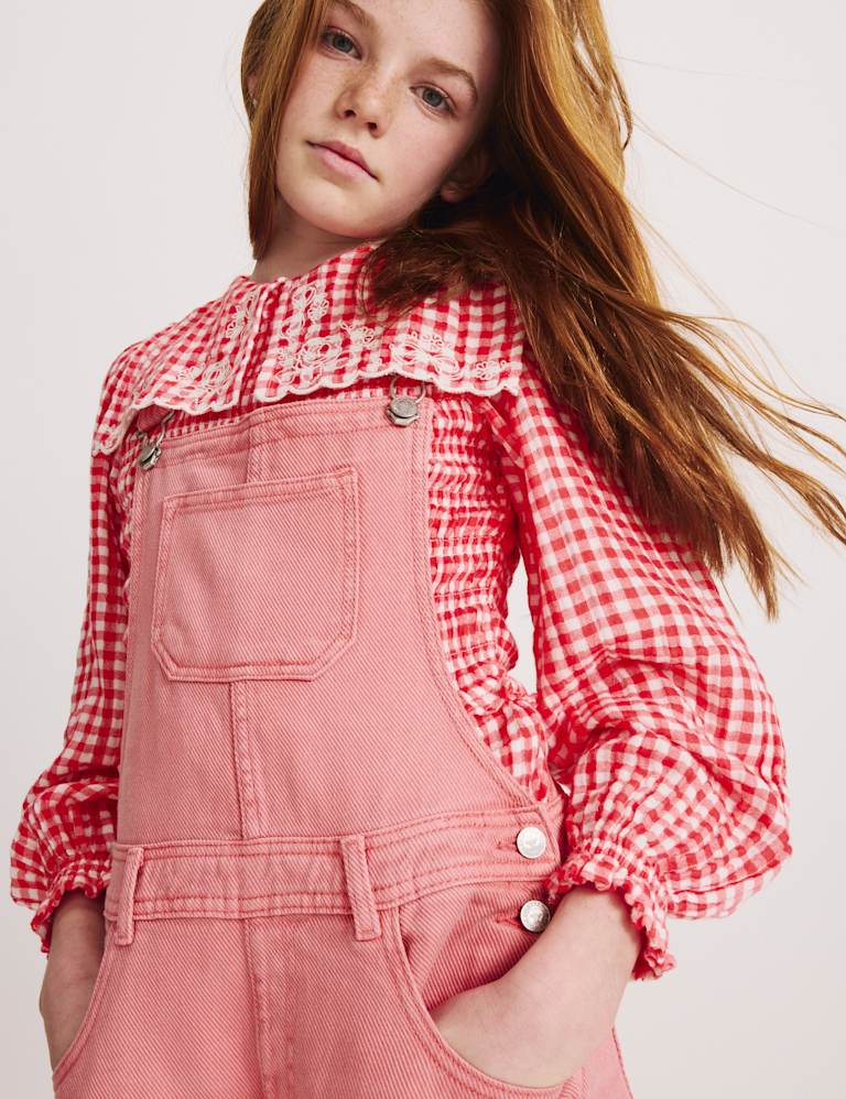 Pure Cotton Barrel Leg Dungarees (2-16 Yrs)