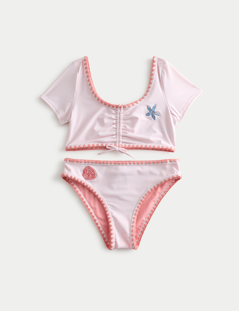 2 Piece Shell Patch Cap Sleeve Bikini (6-16 Yrs) 2 Piece Shell Patch Cap Sleeve Bikini (6-16 Yrs)
